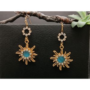 Swarovski Crystal and Cat Eyes Sun Earrings