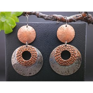 Timeless Treasures Silver and Copper Textured Metal Earrings