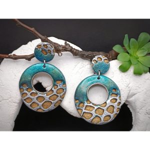 Aquarius Lace Design Polymer Clay Statement Earrings